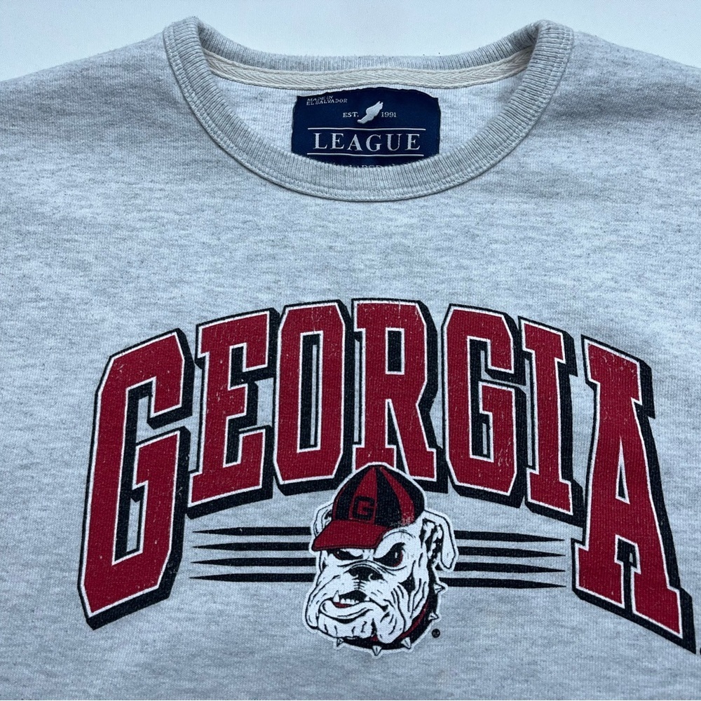 League Georgia Bulldogs Crewneck Sweatshirt Mens Size Large Gray Kangaroo Pocket - Picture 3 of 12